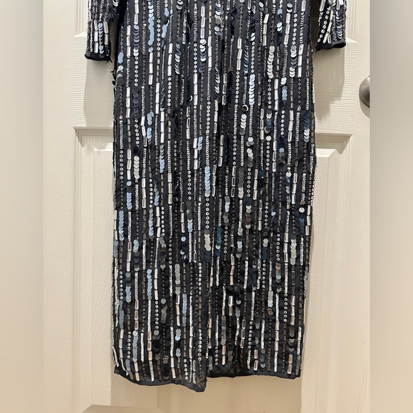 MAC DUGGAL Dress Size 4 Evening Gown Sequin Beaded Midi Gray NEW Flaw - Picture 12 of 13